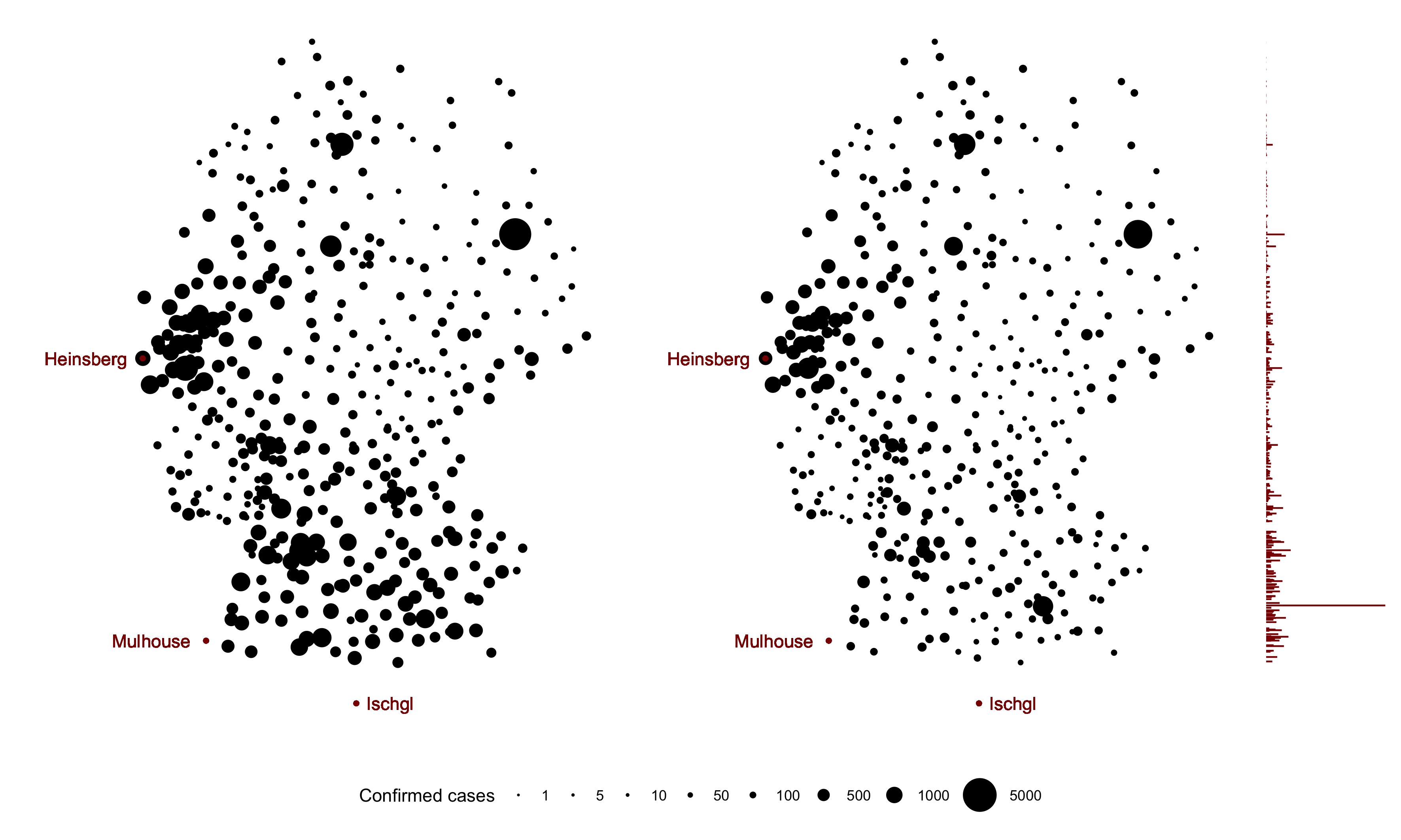 Observed vs. counterfactual confirmed cases on May 9, 2020.