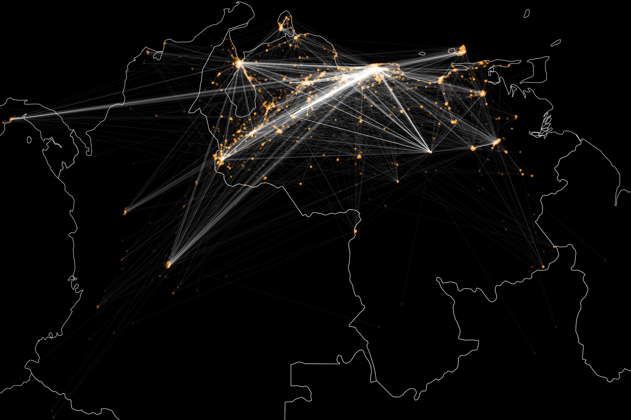 Movement of Twitter users within Venezuela and to neighboring countries.